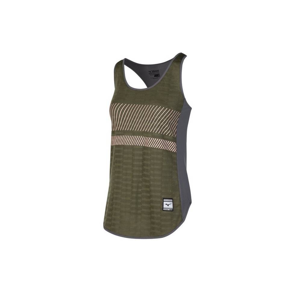 Mens Mizuno Tokyo Tank Top Green/Grey Philippines (VCPSID195)